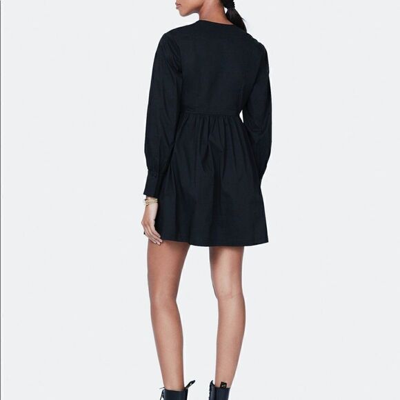 BILLIE The Label NWT XLarge Alexa Poplin Mini Dress Black Long sleeve - Picture 7 of 12
